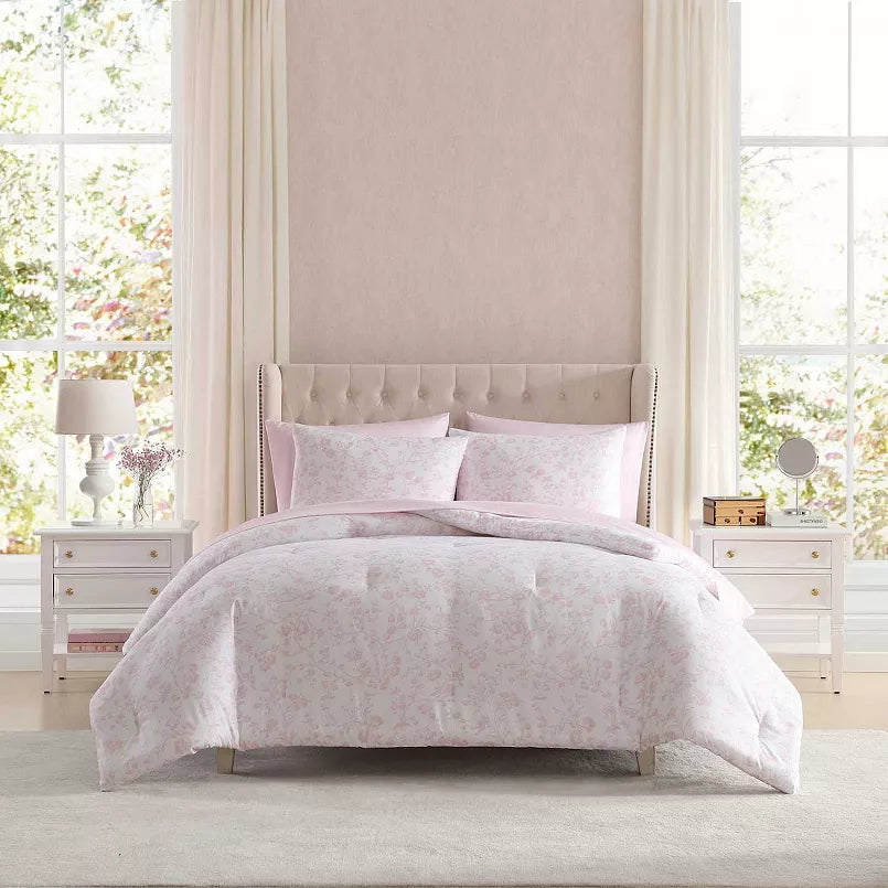Laura Ashley Pink Comforter and Sheet Set