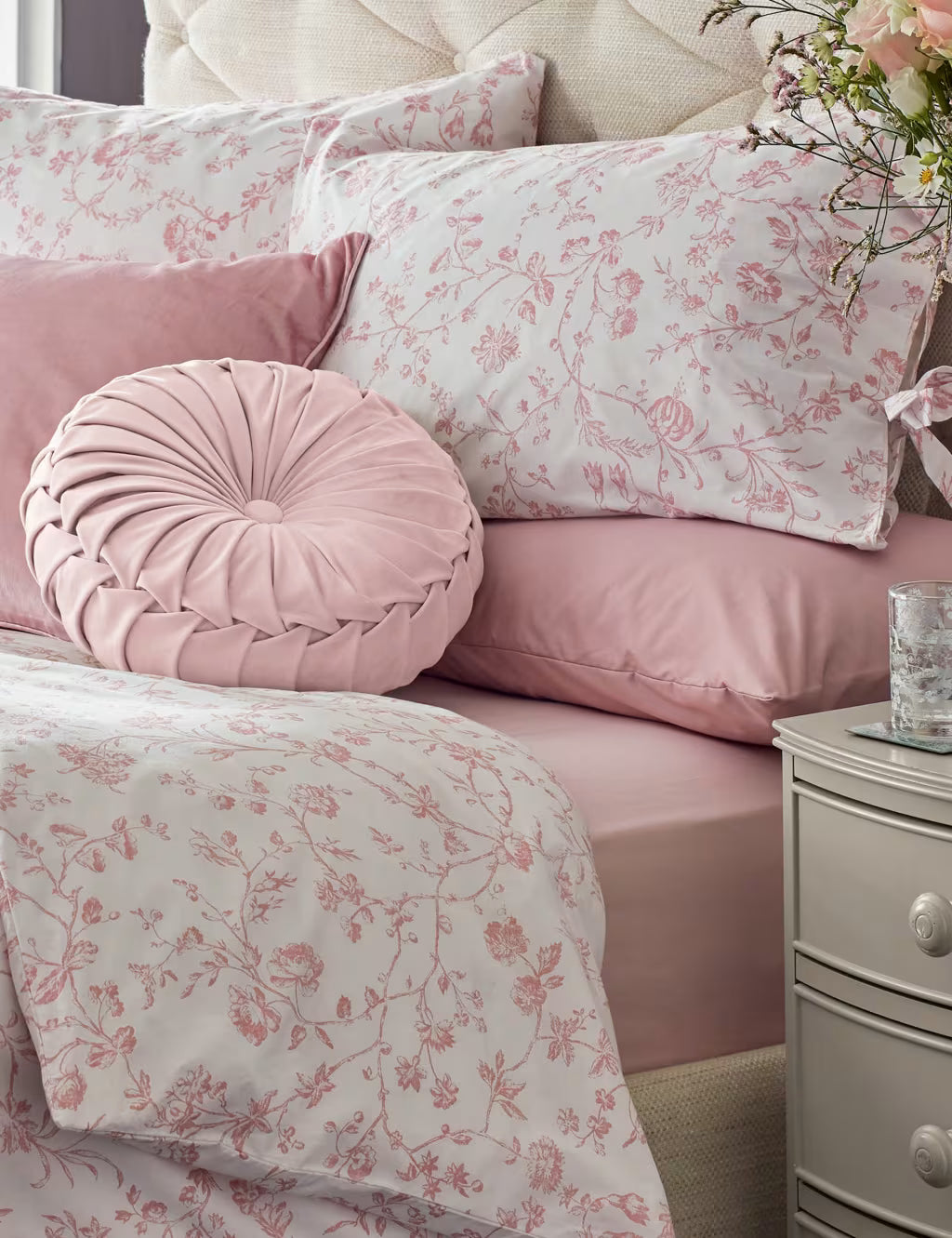 Laura Ashley Pink Comforter and Sheet Set